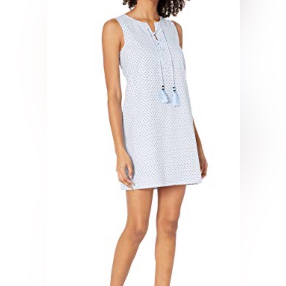 NWOT Cooper and Ella Light Blue Polka Doot Mini dress Sz small